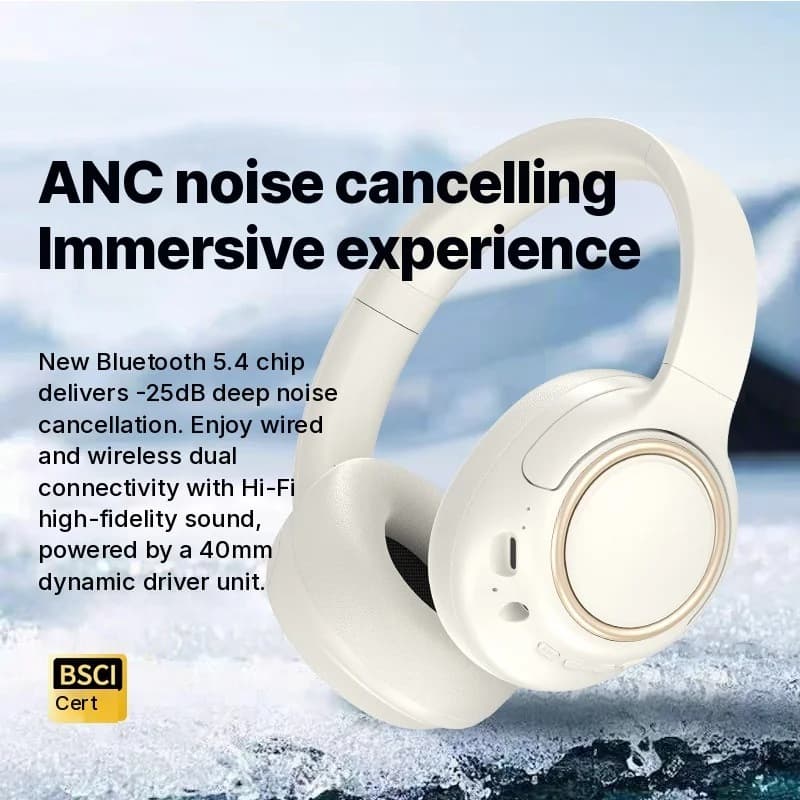 Auriculares Inalámbricos con Cancelación Activa de Ruido y Micrófono, 35H de Batería
